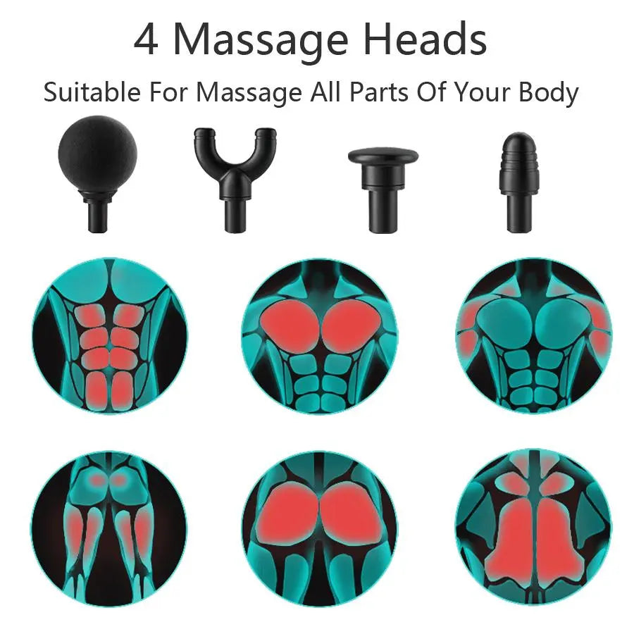 Revitalize Your Body with the Ultimate Electric Muscle Massager – Handheld Neck and Back Relief Tool with 4 Versatile Heads for Total Relaxation Anywhere!